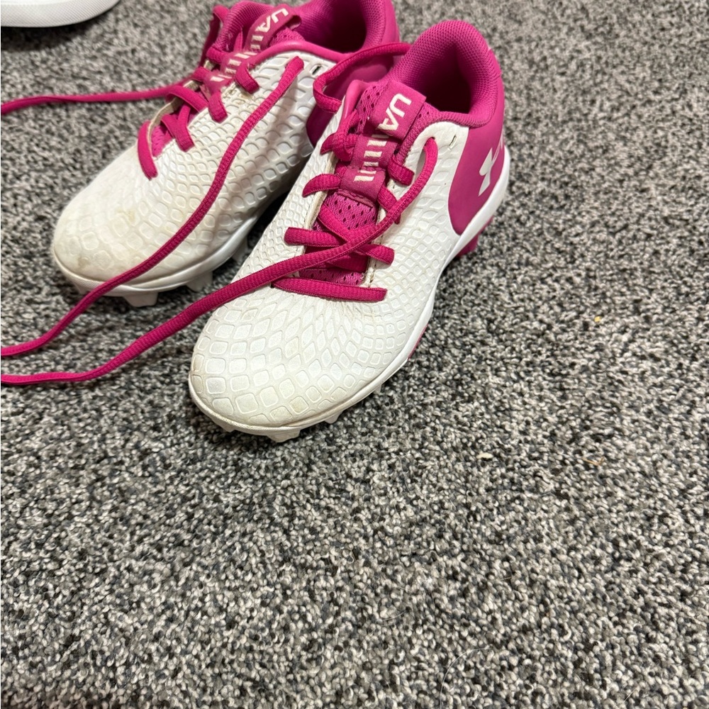 Under Armour Kids Sneakers - Fuchsia and White Baseball Cleats
